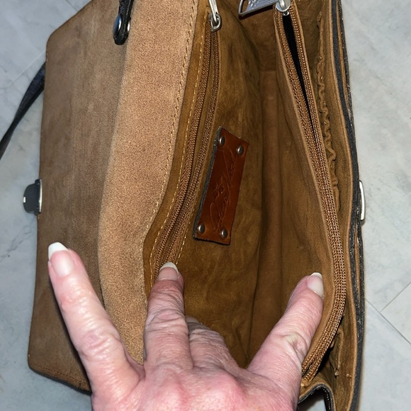 Patricia Nash New without tags  Crossbody bag  tooled Leather  bronze brown mint - Picture 11 of 17